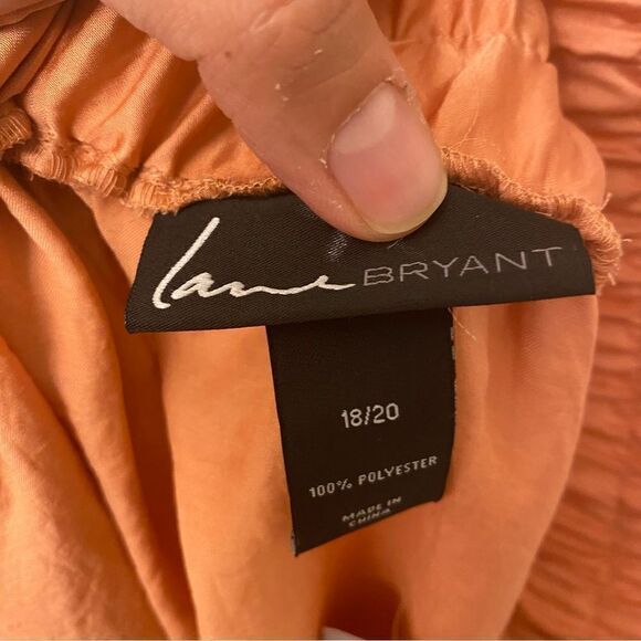 Lane Bryant Hi-Low pull on Coral peach Skirt silky Crinkle lightweight 18-20 New - Picture 9 of 11